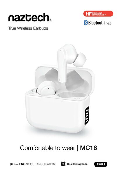 Naztech MC16 NAZTECH BEYAZ BLUETOOTH KULAKLIK