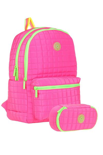 KAUKKO Pink School Bag and Organizer Pen Holder Set for Girls (Kk-K1771+Kk-K2622)