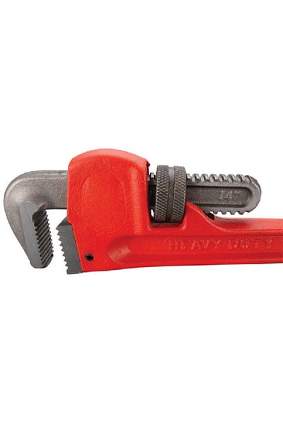 Performance Tool Precision Milled Drop Forged Steel Pipe Wrench Red and Silver 14inch