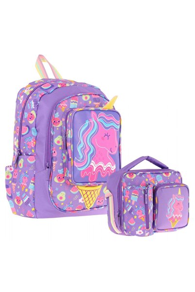 KAUKKO Set ghiozdan cu unicorn pentru copii (L5224) și cutie termică (L7224) ...