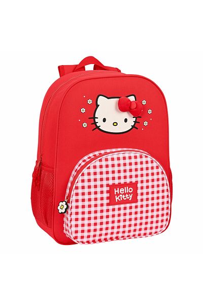 FOURNİER Hello Kitty School Bag, Spring Pattern, Red (33 x 42 x 14 cm)