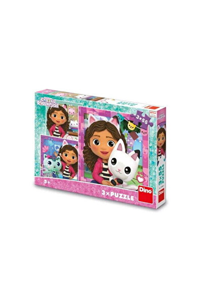 Dino Puzzle 3 în 1 Gabby și Prietenii, 3 x 55 piese