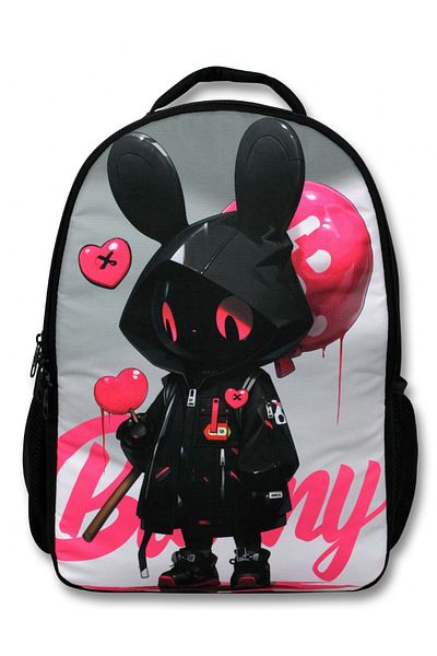 ÜMİT ÇANTA Ümit Çanta Boys' School Backpack - Bunny - Black Pink - 5106 (7 Years and Above)