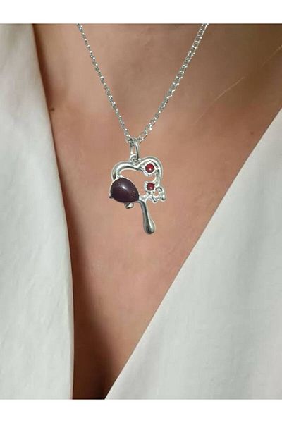 Herşey Nota Red Drip Heart Unisex Necklace – Drops of Love on Your Neck