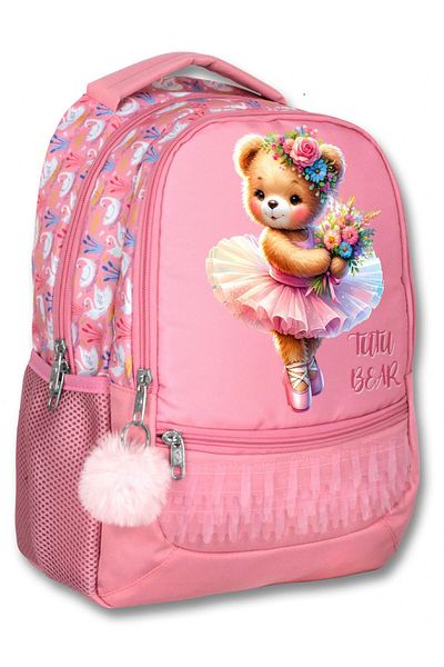 ÜMİT ÇANTA Ümit Çanta Three-Eyed Girl's Primary School Bag - Ballerina Teddy Bear - Pink - 5000