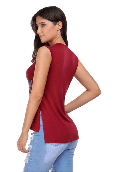 WildFashion Casual asymmetrical tank top with print and V-neck with straps in the neckline area BL924-81