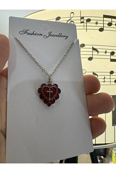 Herşey Nota Gothic Cross Red Heart Unisex Necklace – the Place Where Passion Meets the Cross
