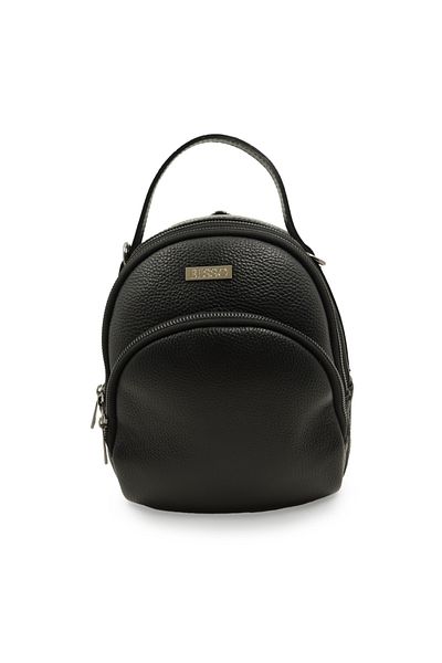 BESSO Essenza Pocket Genuine Leather Backpack Black