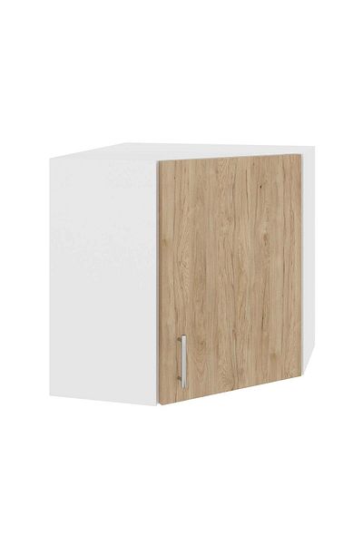 haaus.ro Corner haaus Karo Upper Cabinet, Natural Wood/White, 60 x 60 x 60 cm