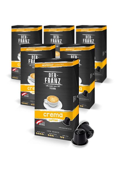 Der-Franz Crema coffee capsules, Nespresso compatible, 6 x 10 Capsules, 6 x 50g