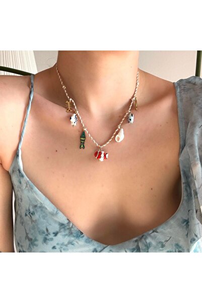 Alice İsstanbul Çelik Seramik Balık Charmlı Kolye