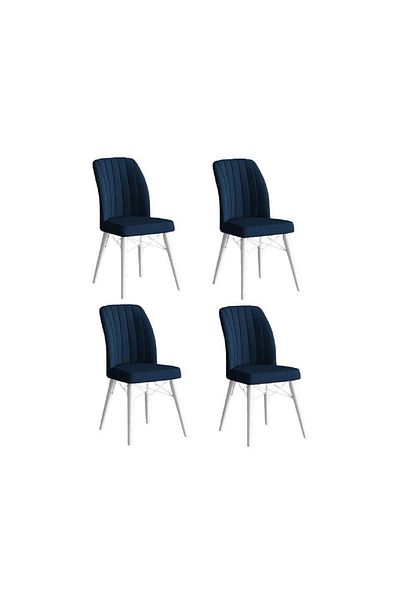 Casafun Set 4 scaune Cafe Fun, productie HORECA, pentru cafenea, restaurant si terase picioare lemn ALB