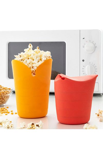 InnovaGoods Set of 2 Collapsible Silicone Popcorn Boxes, Popbox InnovaGoods