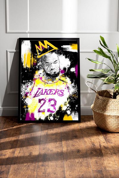 Saturn Lebron James Framed Painting - King James Basketball Nba Poster Painting