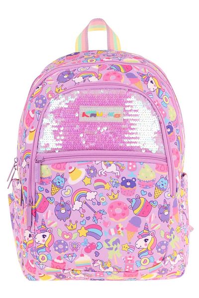 KAUKKO Copii Fete (Liliac - Model dulce cu paiete) Rucsac școlar cu patru ochi - L5215