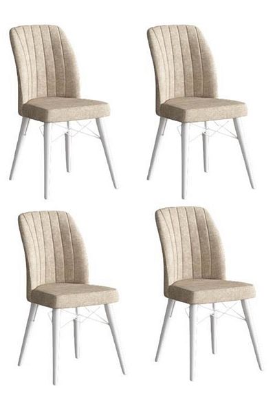 Casafun Set of 4 Cafe Fun chairs, HORECA production, for cafe, restaurant and terraces, WHITE wooden legs