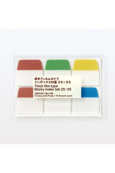 Muji Sticky Index Tab Thick Film Type , W 25 x L 25 cm , 10 Sheets each