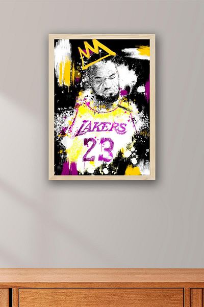 Saturn Lebron James Framed Painting - King James Basketball Nba Poster Painting