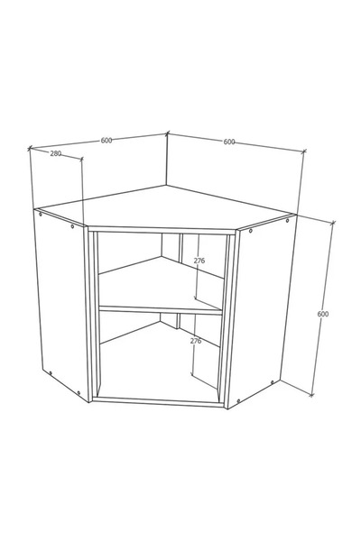 haaus.ro Corner haaus Karo Upper Cabinet, Glossy Grey/White, MDF, 60 x 60 x 60 cm