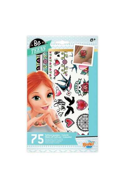 Buki France Set of 75 Temporary Tattoos for Girls, Colorful