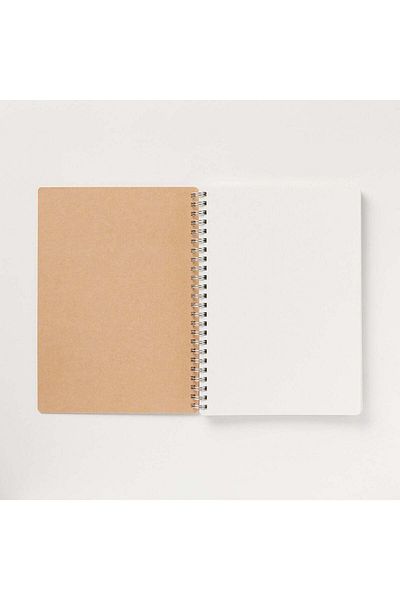 Muji High-Quality Paper Double Ring Notebook with Dot Grid, 70 Sheets, A5, Beige