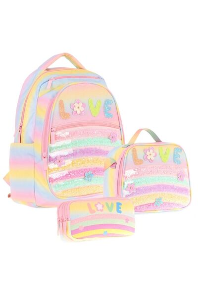 KAUKKO Kids Girl's Glittery Sequin Love Printed Primary School 1.2.3.4. Class...