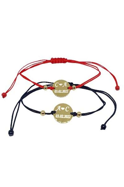 dalimag Set of 2 bracelets for couples personalized with initials and date, Dalimag