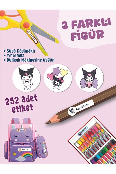 YUNUS COPY School Label Pen Notebook Label Kuromy Themed Special Name Writable Label - 252Pcs