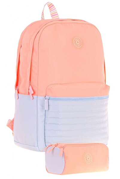 KAUKKO Salmon Girl's School Bag and Pen Holder School Set with Quick Quilted ...