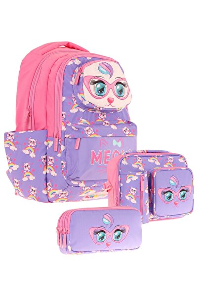 KAUKKO Παιδικό τρισδιάστατο σετ/σετ σχολικής τσάντας για κορίτσια σε σχήμα γά...