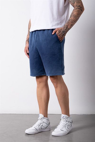Machinist Basic Washed υφασμάτινο σορτς με τσέπες και ελαστική μέση Indigo