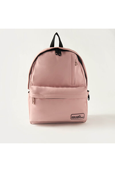 MUST Must Solid 16 Inch Backpack with Adjustable Shoulder Straps and Zip Closure - 32x17x42 cms