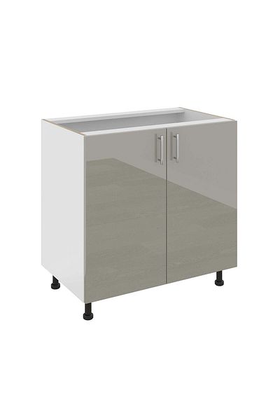 haaus.ro Haaus Karo Base Cabinet, 2 Doors, Glossy Grey/White, MDF, 80 x 50 x 80 cm