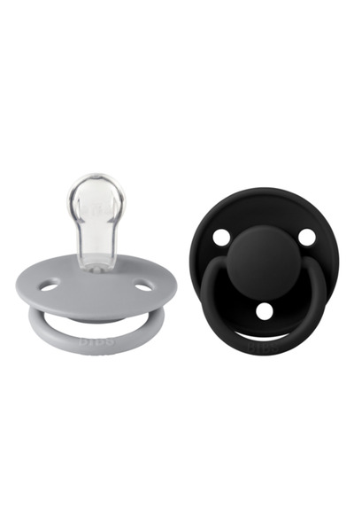 Bibs Set 2 suzete silicon BIBS De Lux tetina rotundă Cloud/Black