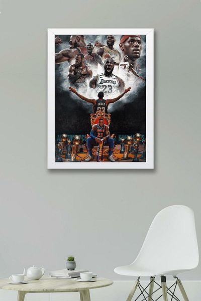 Saturn Lebron James Framed Painting - Basketball Nba Poster Painting