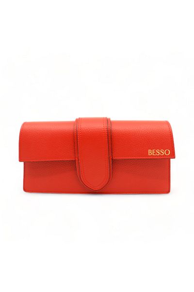 BESSO Splendore Urbano Red genuine leather shoulder bag