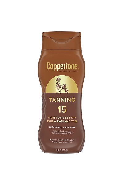 Coppertone Tanning Body Lotion for Sun Protection, Water Resistant, with Vitamin E, SPF 15, 237ml