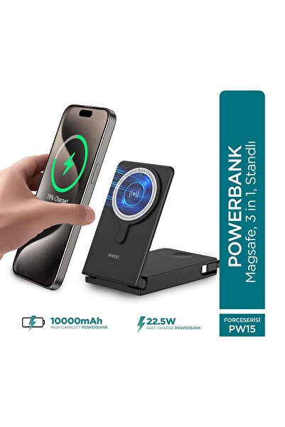 Phixi Ultimate PW15 10000mAh 22.5W Kendinden Kablolu MagSafe Powerbank + Watc...