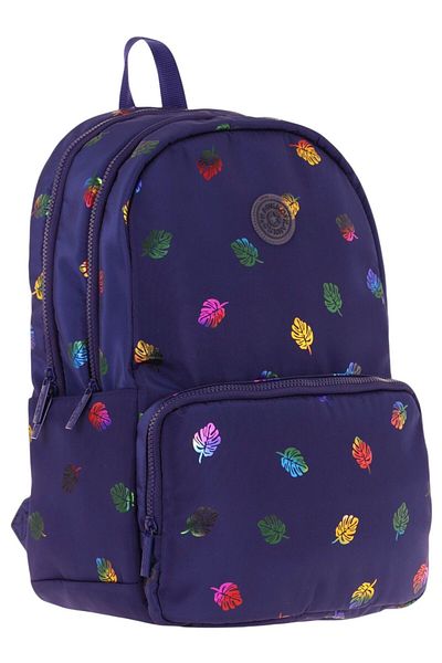 KAUKKO Rucsac Shine cu trei compartimente cu model de frunze bleumarin - K1778