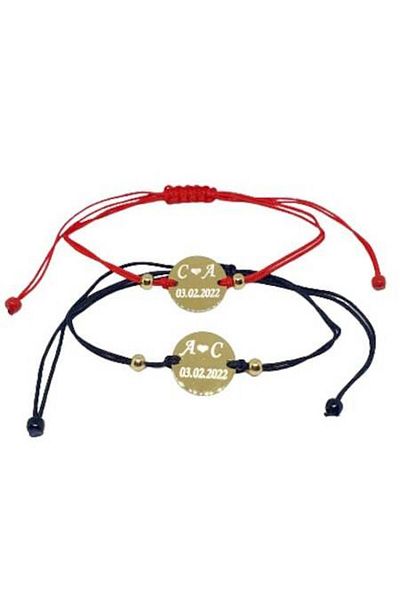 dalimag Set of 2 bracelets for couples personalized with initials and date, Dalimag