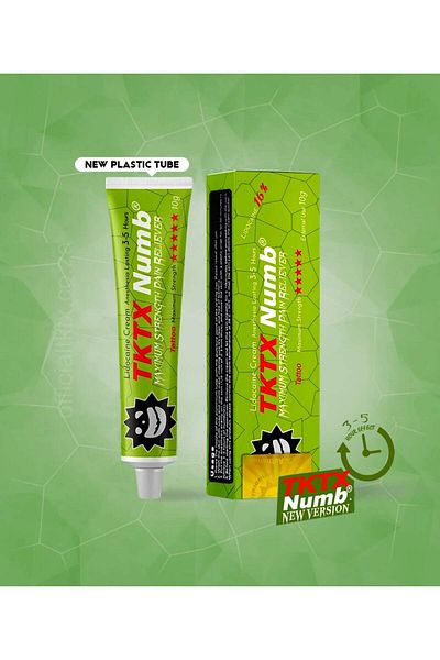 TKTX Cremă anestezică, TKTX, Putere maximă, Verde, Tatuaj, Cosmetică, Lidocaină 16%, 10gr
