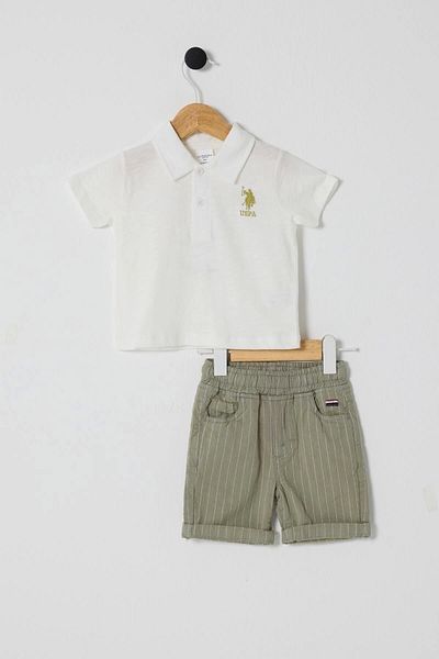 U.S. Polo Assn. U.S.Polo Baby Boy 2-Piece T-Shirt Set - White/Khaki