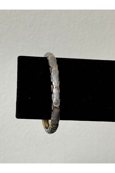 Beloria Mineli Patterned Gray Steel Bracelet