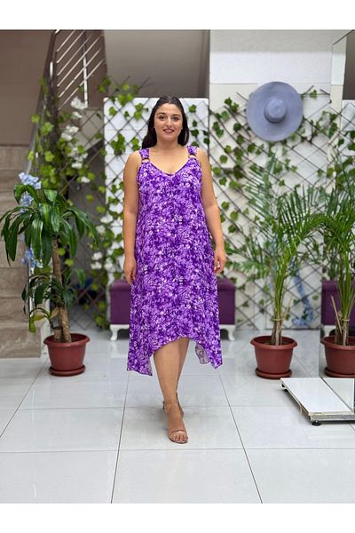 Punta Otantik Hln14041 Viscose Helin Dress with Shoulder Ring Strap
