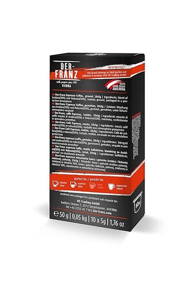 Der-Franz Espresso coffee capsules, Nespresso compatible, 6 x 10 Capsules, 6 x 50g