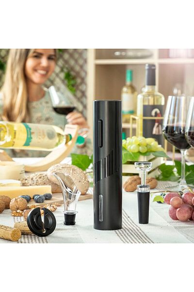 InnovaGoods Electric Corkscrew, InnovaGoods, wine accessory set, black