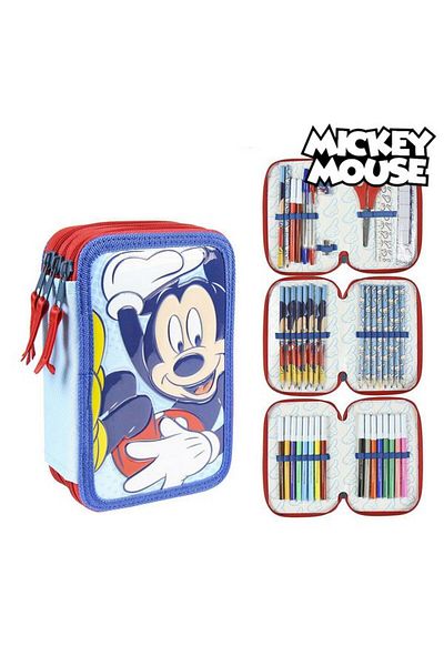 Size Matters Giotto Mickey Mouse Triple Pencil Case, 43 pieces, Blue
