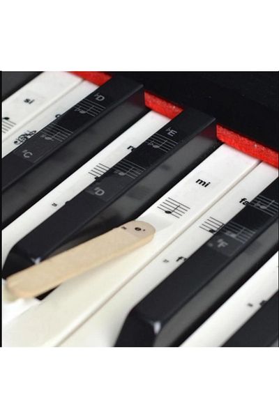 HBK Black Musical Note Sticker Label Accessory for Piano Organ Keyboard Keys Fits 37-49-54-61-88 Keys