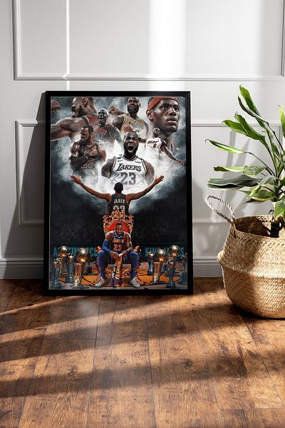 Saturn Lebron James Framed Painting - Basketball Nba Poster Painting