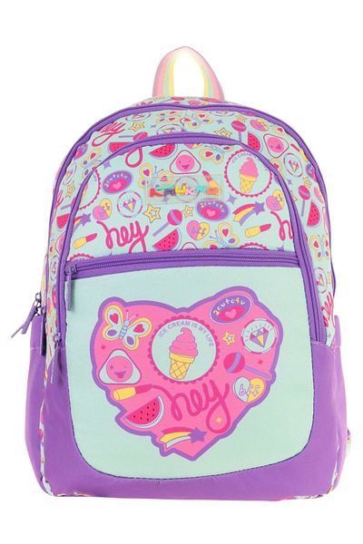 KAUKKO Rucsac pentru școală primară pentru fete cu trei compartimente (L5230) - violet verde - model pepene verde și înghețată